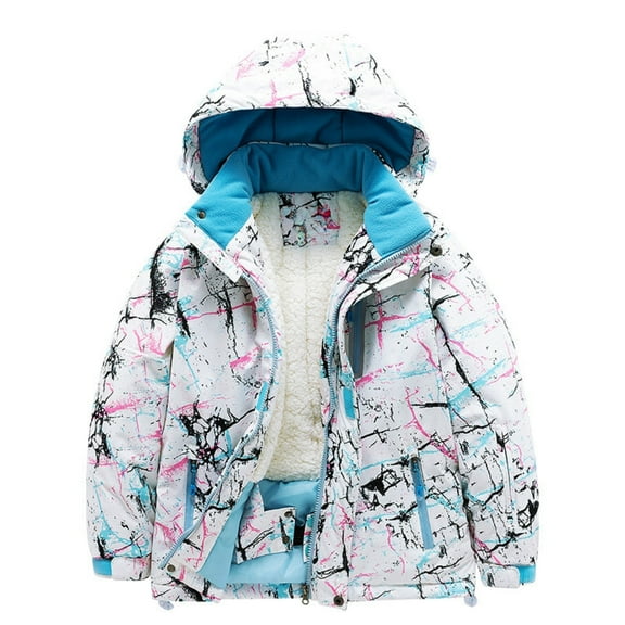 Generic Boys and Girls Children's Ski Suits Snow Suits Winter Plus Velvet Warm Windproof Outdoor Sports Snow Suits Waterproof Snow Suit Winter Ski Suit Boys Girls (8,White)