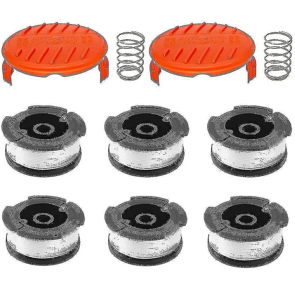 Yearnlife Rasentrimmerspule – 6 Spulen Mit 9,1 M Schnur (0,2 Cm), Kompatibel Mit Black & Decker, Inkl. Kappe & Feder