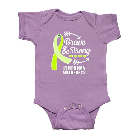 

Inktastic Lymphoma Awareness Brave and Strong with Arrows Gift Baby Boy or Baby Girl Bodysuit