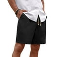 thumbnail image 3 of GIRUNS Men's Linen Shorts Casual Summer Beach Drawstring Elastic Waist Shorts with Pocket White 2XL, 3 of 7