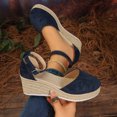 thumbnail image 5 of Closed Toe Espadrilles for Women Platform Wedge Sandals Comfortable Suede Ankle Strap Dressy Wedges Heels Blue Size 9, 5 of 7