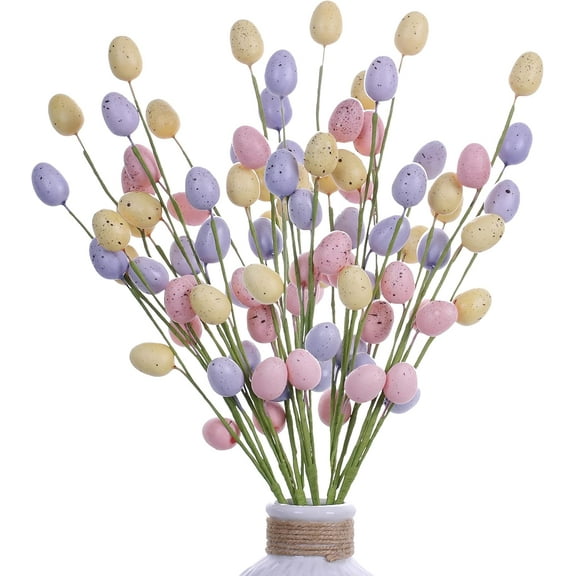 Tupukom Easter Picks 6pcs Easter Picks and Sprays Artificial Colorful Easter Egg Berry Stems Flowers Spring Easter Holiday Party Home Decor Gifts
