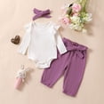 thumbnail image 2 of Xudanell Baby Boy Clothes 3 6 12 18 Months Ribbed Knitted Long Sleeve Romper and Pants Sets Newborn Fall Splicing Color Outfits(Purple, 12-18 Months), 2 of 6