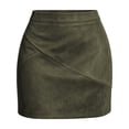thumbnail image 2 of Lolmot Faux Suede Womens Mini Skirts Fall Fashion Ruched Wrap Pencil Skirt High Waist Bodycon Skirts Western Y2K Business Outfits, 2 of 8