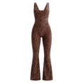 thumbnail image 4 of Womens Flare Jumpsuit Tummy Control Leopard Seamless Romper Workout Outfit Sleeveless Bodysuit, 4 of 4