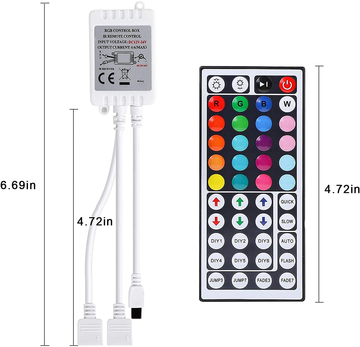 LED Light Strip Remote Controller 2-Port 44 Keys Wireless IR RGB Controller 