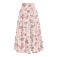thumbnail image 3 of Yucgh Women's Floral Print Midi Skirt with Drawstring Elastic Waist, Casual Bohemian Skirt, A-line Summer Skirt with Pockets,Pink,XL, 3 of 7