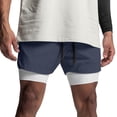 thumbnail image 2 of Athletic Gym Shorts Men 2 in 1 Summer Elastic Waist Breathable Workout Running Shorts with Compression Liner Pockets, 2 of 5