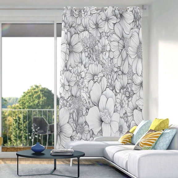 Retro Bloom Flower Blackout Curtains 84"x52" Thermal Insulated Curtain 1 Panel