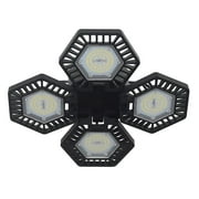 Folding Deformable LED Garage Lights Bulb E2 for Workshop,Warehouse Barn, Basement 4 Panels 80W Black