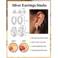 thumbnail image 3 of VEEDOFA 3-Pair Silver Earrings Set for Women, Huggie Hoops & CZ Studs, Silver Plated, 3 of 6