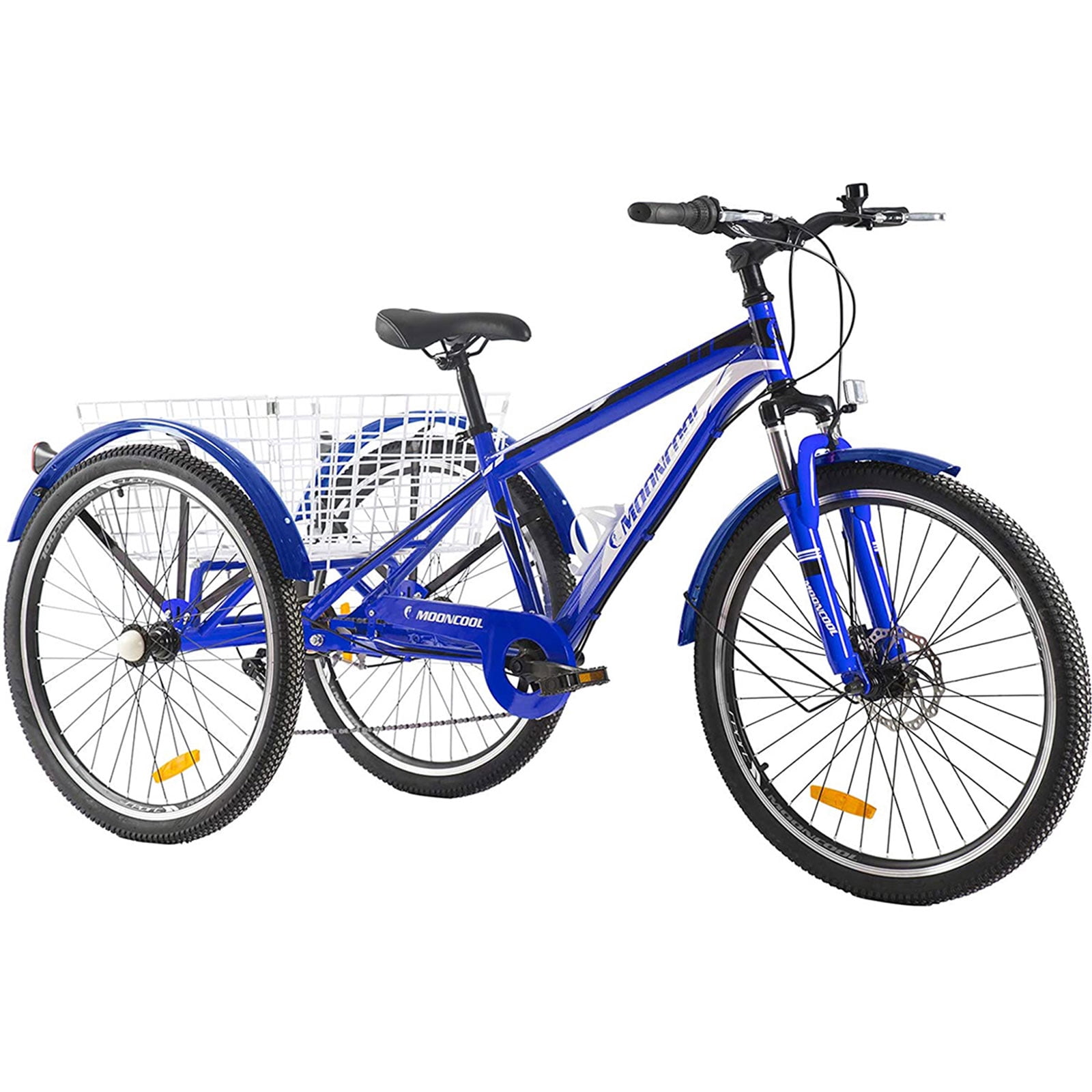 MOPHOTO 24" Adult Mountain Tricycle, 7 Speed 3 Wheel Cruiser Bicycle,Adult Tricycle,Exercise Women's Trike, Rear Storage Basket,Exercise Men's Women's Tricycles