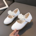 thumbnail image 5 of Zanarzt Little Girls Dress Shoes Toddler Flower Girls Dress Shoes Princess Ballet Flats with Bow and Peals for Party School White,10.5, 5 of 6
