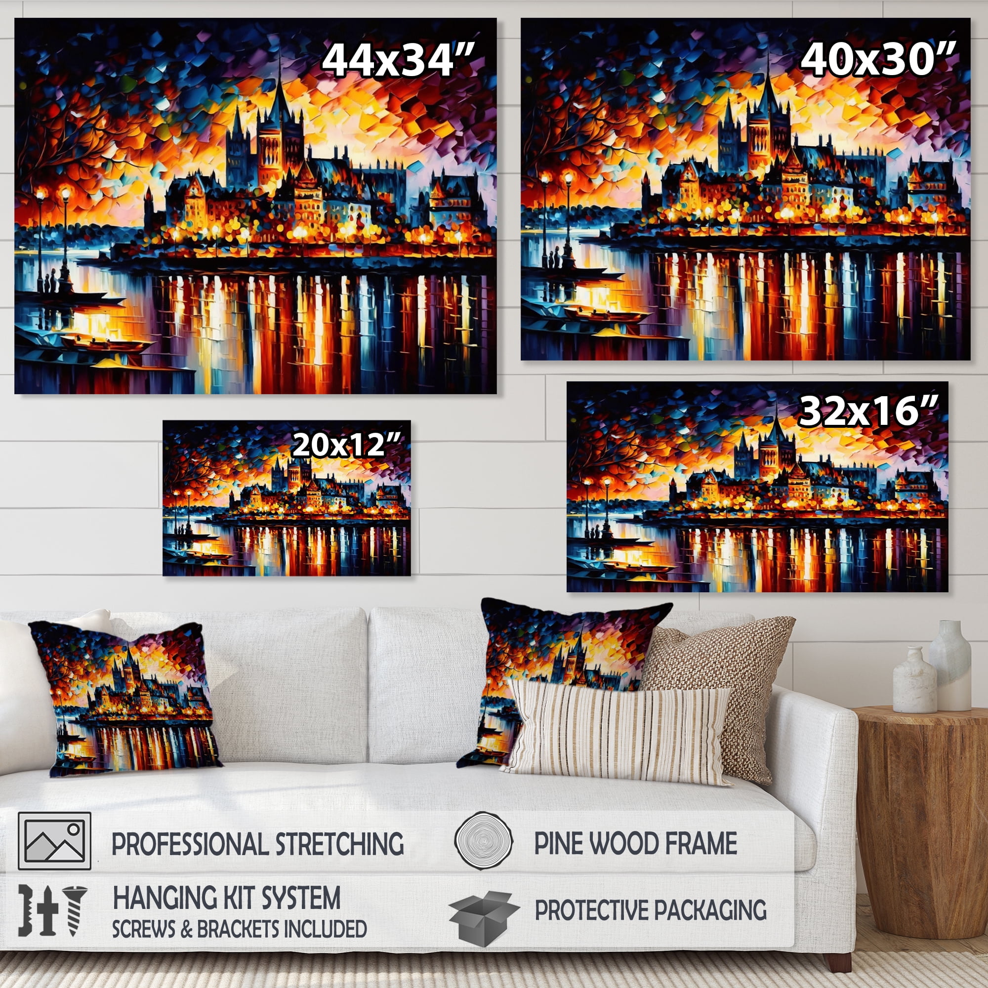 Designart Colorful Quebec City I Canvas Wall Art