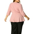 thumbnail image 4 of Agnes Orinda Women's Plus Size Blazers Notched Lapel Wear-to-Work Peplum Jacket Suit Blazer 4X Pink, 4 of 9