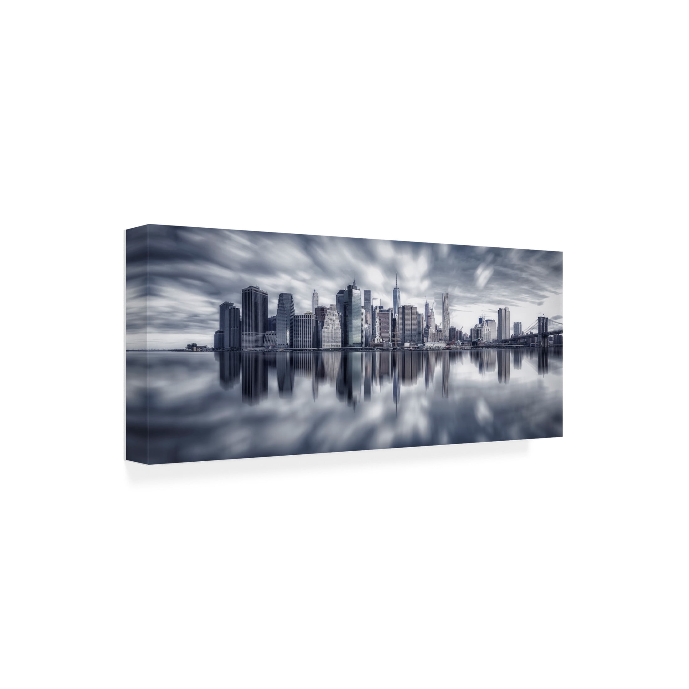 Canvas Wall Art - Michael Zheng 'Manhattan Reflection' Wall Art for Living Room, Bedroom, or Office Décor by Trademark Fine Art - 19 x 8 Inches