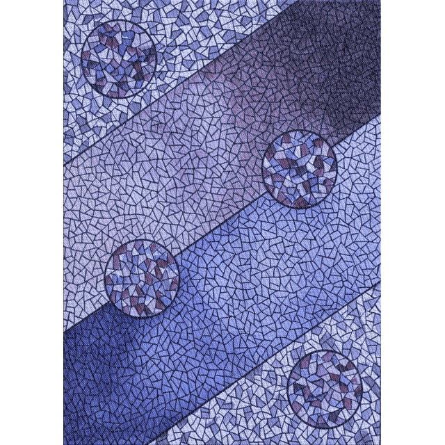 Ahgly Tapis Rectangulaire Lavable en Machine Intérieur Transitionnel Bleu Denim, 4 Pieds x 6 Pieds