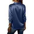 thumbnail image 4 of Dwellite Satin Blouses for Women Button Down Shirts Long Sleeve Tops Dressy Casual Business Casual Tops for Sping Summer Fall Blue M, 4 of 4