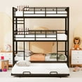 thumbnail image 2 of Euroco Metal Twin Triple Bunk Bed with Trundle, Convertible 4 Beds in One Bunk for Kids Teens, Black, 2 of 13