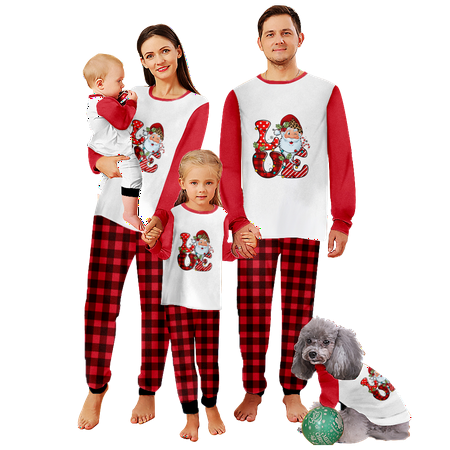 

Matching Family Christmas Pajamas Set Christmas Buffalo Plaid Stripe Printed Sizes for Adult-Kids-Baby-Pet 2 Pieces Top and Pants Bodysuits Xmas Pjs Set