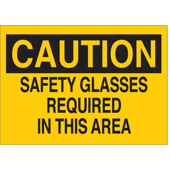 Brady "Caution: Safety Glasses Required In This Area" Aluminum Sign