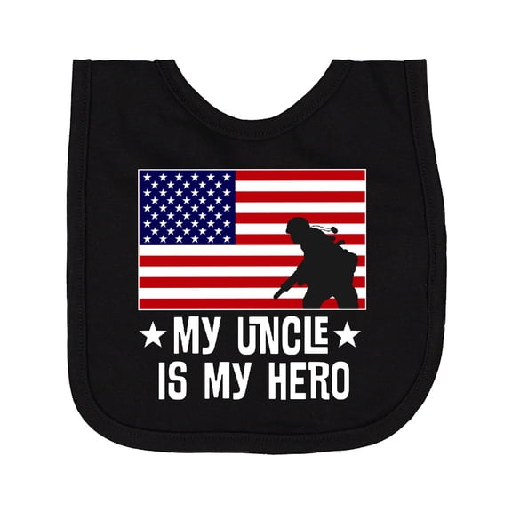 Inktastic Military Uncle is My Hero Us Flag Newborn Bib