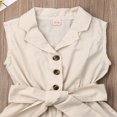 thumbnail image 4 of Toddler Kids Girl Button Sleeveless Ruffle Playsuit Jumpsuit Solid Color Bow Romper Summer Baby Clothes Green 5-6 Years, 4 of 5