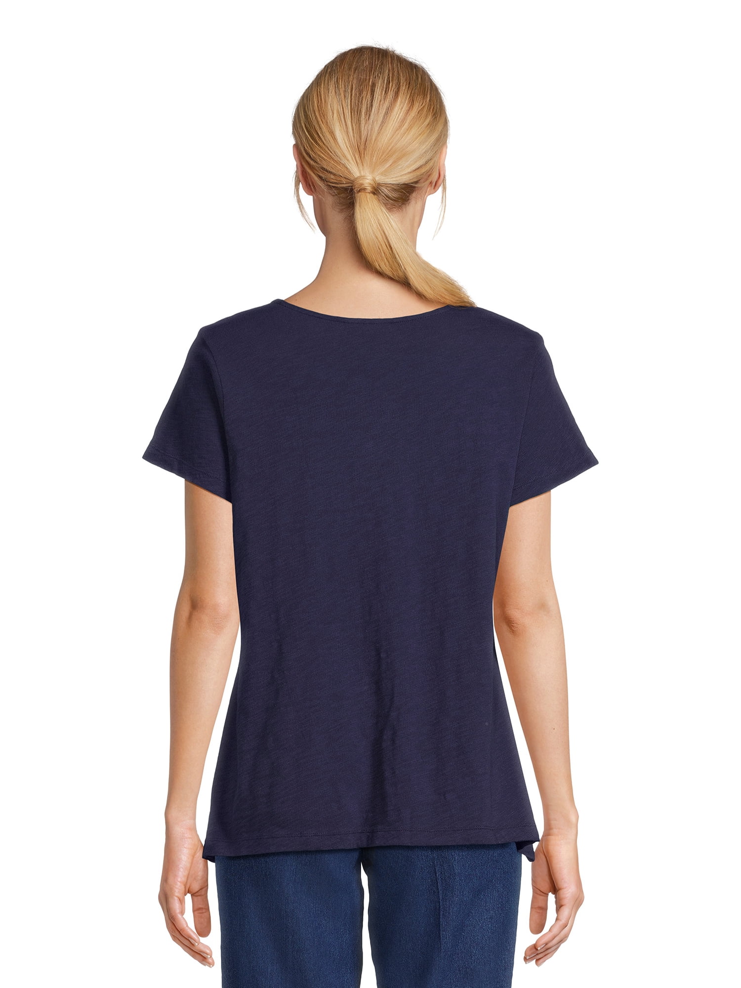 RealSize Women's Sharkbite Hem Tee with Short Sleeves, Sizes XS-XXXL