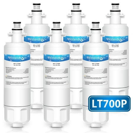6 Pack Waterdrop LT700P Refrigerator Water Filter Fits LG LT700P, ADQ36006101-S, ADQ36006101S, ADQ36006102-S,