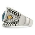 thumbnail image 3 of Shey Couture Sterling Silver with 14K Accent Antiqued Checkerboard Bezel Blue Topaz Ring, 3 of 6