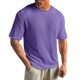 thumbnail image 2 of Yifymode Men's Waffle Knit Crew Neck Short Sleeve T-Shirt, Classic Fit Textured Breathable Casual Top Purple XL, 2 of 5