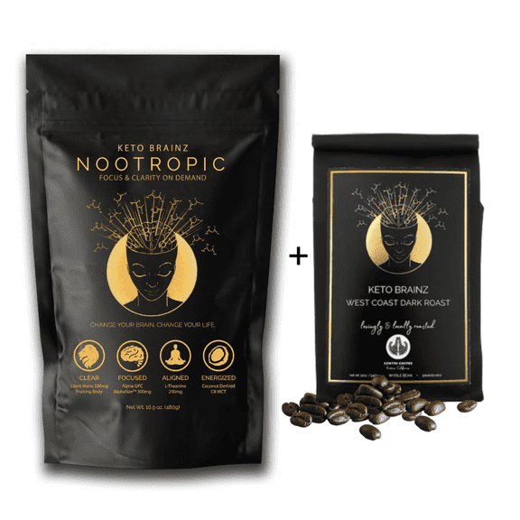 Keto BrainZ Nootropic Creamer   Dark Roast Coffee Bundle | Lion's Mane   MCT | 30 Servings