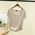 thumbnail image 4 of VgaVtl Square Neckline T Shirt Women Short Sleeve Cotton Womens Top Single Vacation Yoga Leisure Loose Soft Shirts,Beige XL, 4 of 4