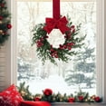thumbnail image 6 of Shoreew Artificial Christmas Wreath for Front Door 10 Inch Winter Greenery Wreath with Red Berries And Velvet Bow for Holiday Farmhouse Indoor Outdoor Porch Wall Fireplace Decor, 6 of 7