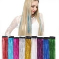 thumbnail image 4 of 9 Pcs Rallonge de Cheveux Mode Brillante en Clinquant à Rayures pour Fête, Postiche avec Pince, 4 of 8