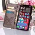 thumbnail image 2 of SaniMore Case for iPhone 14 Pro Max (6.7" 2022), PU Leather Luxury Embossed Butterfly Glitter Diamond [Wrist Strap & Card Slots & Flip Kickstand] Full-body Shockproof Wallet Cover, Gray, 2 of 6