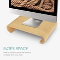 thumbnail image 3 of Navaris Wood Monitor Stand Riser - Computer Desk Organizer Desktop Dock Wooden Mount Display for PC TV Screen Notebook Laptop - Bamboo, 3 of 5