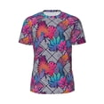 thumbnail image 5 of Wukai Tropical Leaves Print Men's Short-Sleeved Mesh T-Shirt,Quick-Dry Short Sleeve Workout T-Shirt-3X-Large, 5 of 8
