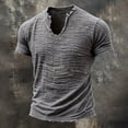thumbnail image 3 of Men's Casual Linen T Shirts V Neck Short Sleeve Washed Shirts Raw Edges Tops Summer Beach Vacation Yoga Tops, M, 3 of 7