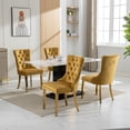 thumbnail image 6 of Upholstered High-end Dining Chairs,Tufted Side Chair with Golden Stainless Steel Plating Legs,Nailhead & Back Ring Pull Trim, Kitchen Dining Room Furniture,Tufted Dining Chairs(Gold,Set of 6), 6 of 11