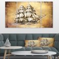 thumbnail image 1 of Moving Old Sailboat Drawing - Seashore Wall Art on Canvas, 1 of 4