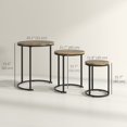thumbnail image 2 of Rustic Brown Nesting Coffee Tables - 3-Piece Round Side Table Set with Steel Frame for Living Room, Versatile & Space-Saving Design, 20" Diameter, 2 of 7