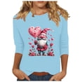 thumbnail image 2 of Valentines Day Shirt for Women, Graphic Tees Valentines, 3/4 Sleeve T Shirts Fashionable Women's Pullover Blouse Printed Casual Crew Neck 3/4 Sleeves Top, 2 of 4