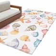 thumbnail image 2 of 3'x5' Area Rugs, Shell Starfish Coastal Indoor Outdoor Area Rug for Living Room Bedroom, Summer Beach Ocean Watercolor Washable Bathroom Rugs Kitchen Floor Carpet Mats Home Decor Aesthetic, 2 of 8