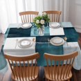 thumbnail image 3 of Teal Geometric Table Cloth Waterproof Tablecloths, Vintage Oil Painting Contemporary Tablecloth Dining Table Cover for Kitchen Party Tabletop Outdoor, Rectangle Tablecloth 60x102 Inch, 3 of 9