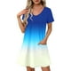 thumbnail image 1 of Vestido Corto de Verano Moda Gradiente Corto de Manga en V Cuello Vestido Casual, Poliéster Ligero de Verano, Lavado de Manos, 1 of 8