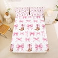 thumbnail image 5 of Erosebridal Western Cowgirl Boots Full Size Sheets,Pink Cute Bow Tie Bed Sheets For Bowknot Lovers 4-Piece, 5 of 6