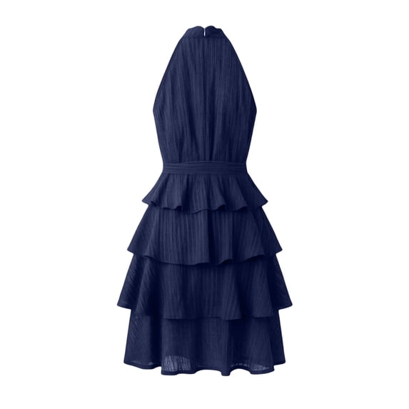 Women's Mini Dresses Halter Neck Sleeveless Chiffon Dresses Party Date Style Lightweight Breathable Tiered Ruffle Hem Loose Fit Dresses