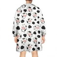 thumbnail image 2 of Wearable Oversized Blanket,White Cow Spot Pattern Wearable Blanket Hoodie for Adults,Cozy Hooded Blankets with Super Pockets,Super Warm Fuzzy Pullover for Women & Men, 2 of 6