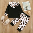 thumbnail image 4 of DXOUPM Clothes for Kids Kids Girls Leopard Clothes Long Sleeve Sweatshirt Hoodie Sweatshirt Baby Elastic Pants 2Pcs Fall Winter Outfits Set Black 90, 4 of 4